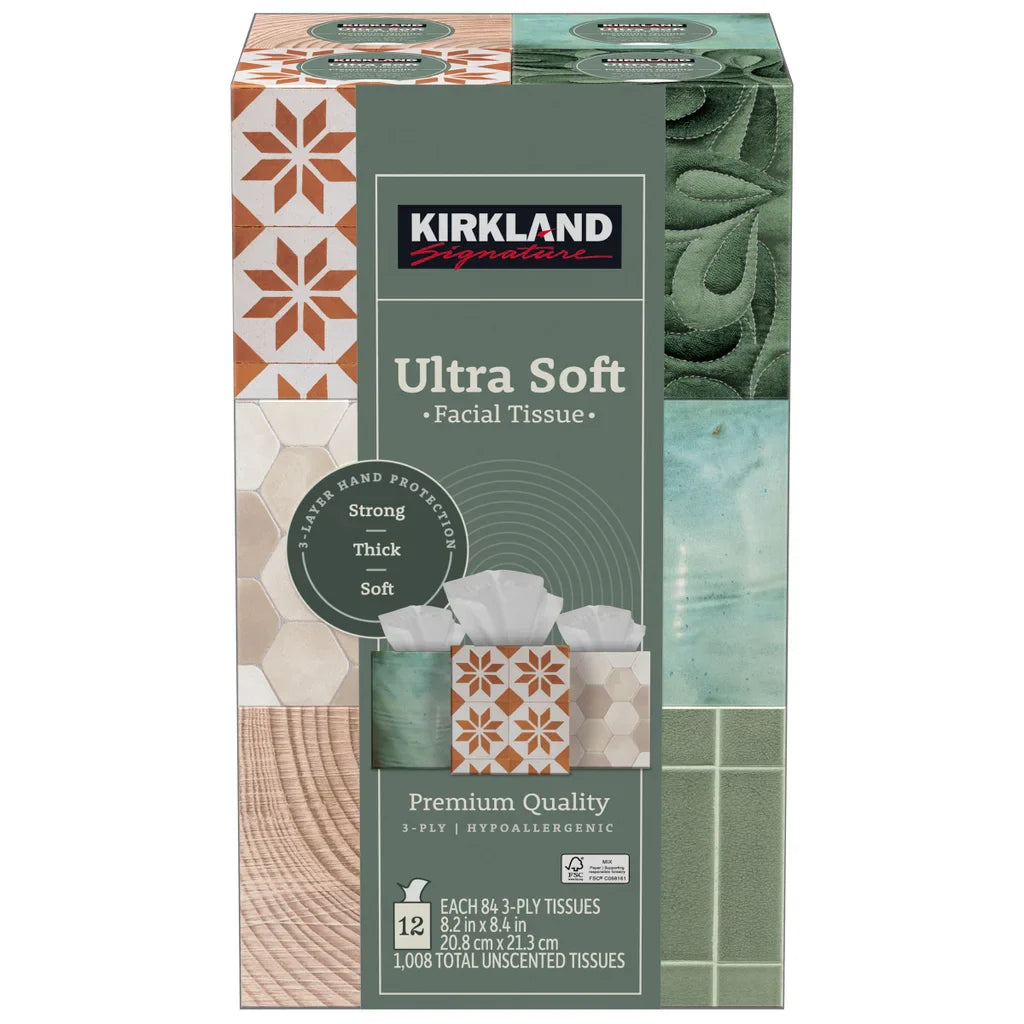 Kirkland Signature Facial Tissue, 3-Ply, 84-count, 12-pack