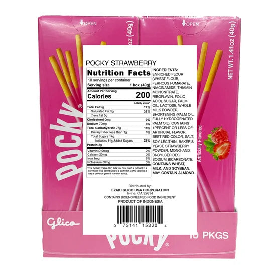 Pocky Cream Covered Biscuit Sticks, Strawberry, 1.41 oz, 10-count