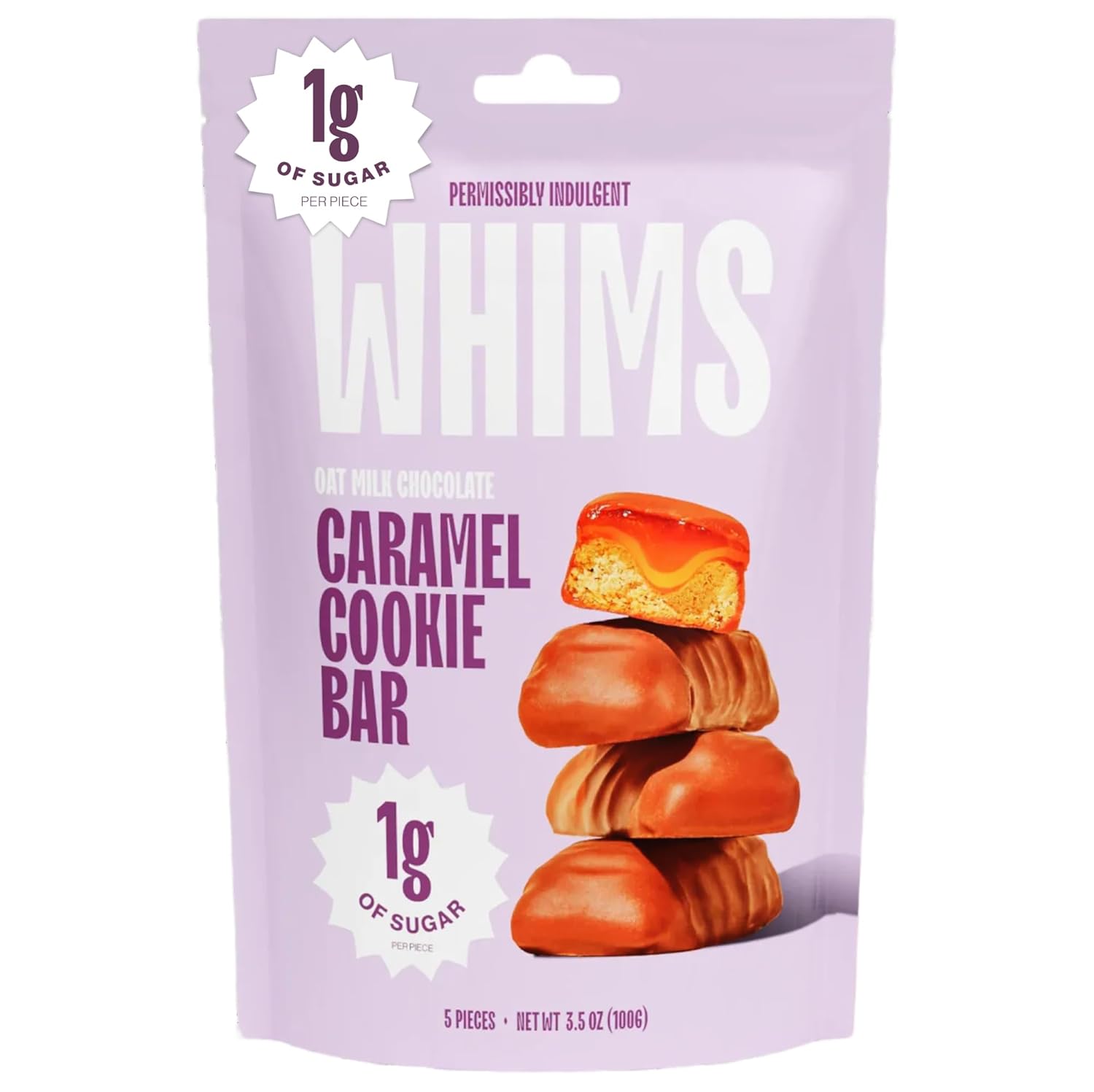 Whims Oat Milk Chocolate Caramel Cookie Bar – Clean Ingredients, Naturally Sweetened with Monk Fruit, No Sugar Alcohols – 1 Bag