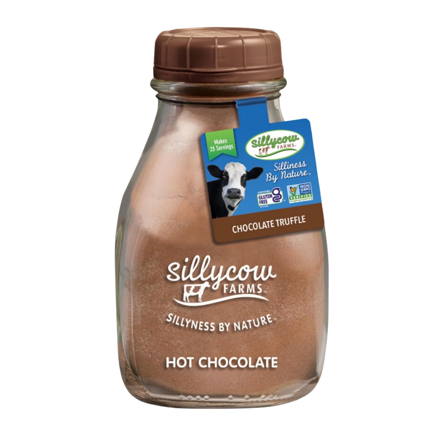Sillycow Farms Hot Chocolate Mix Truffle Flavor | Vegan, Nut Free Certified Quality Cocoa Powder | Gluten-Free, Non-GMO & Dairy-Free | Reusable Packaging | 16.9 Oz Reusable Glass Bottle - Pack of 1