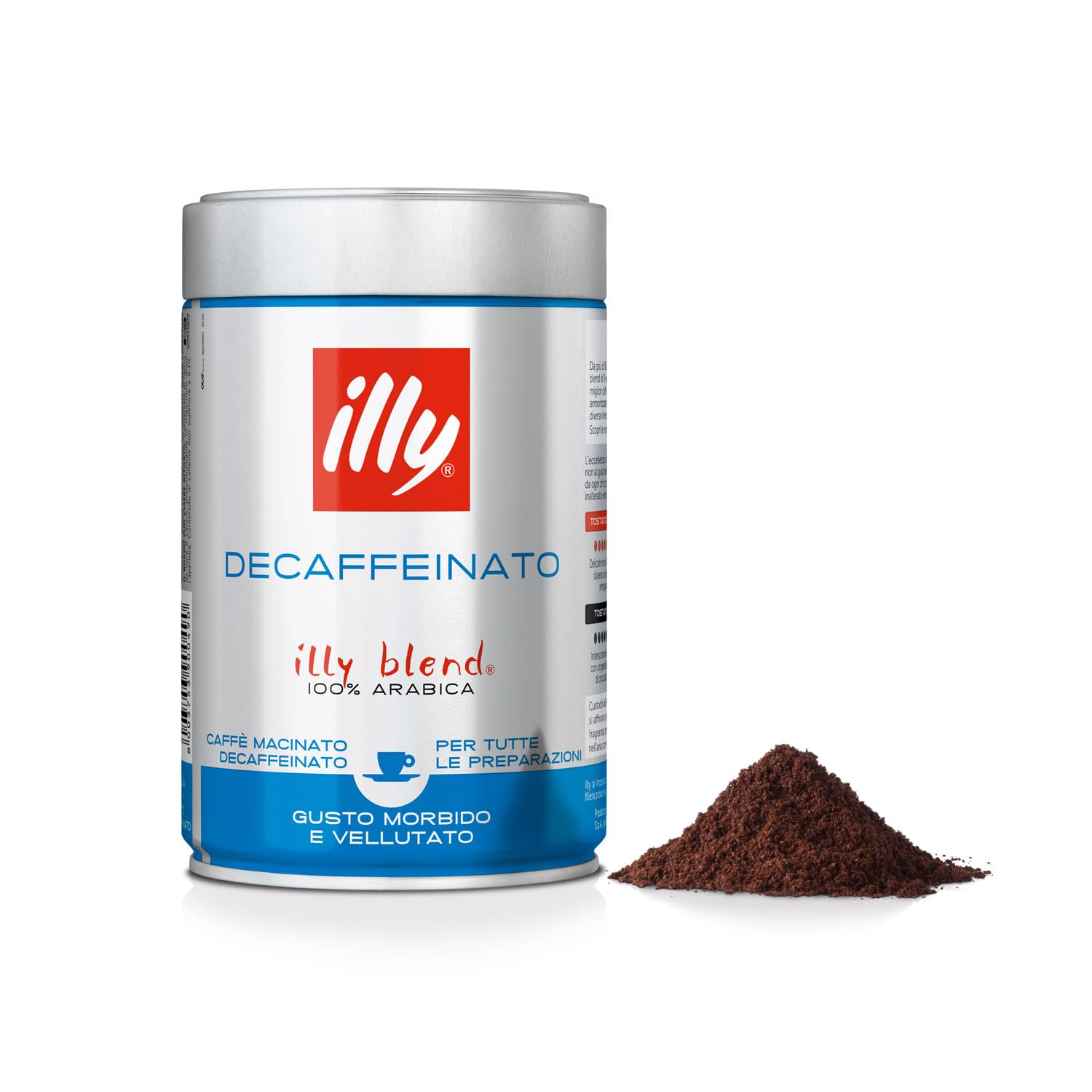 illy Ground Coffee Espresso - 100% Arabica Coffee Ground – Classico Decaf Roast - Notes of Caramel, Toasted Bread & Chocolate - Rich Aromatic Profile - No Preservatives – 8.8 Ounce