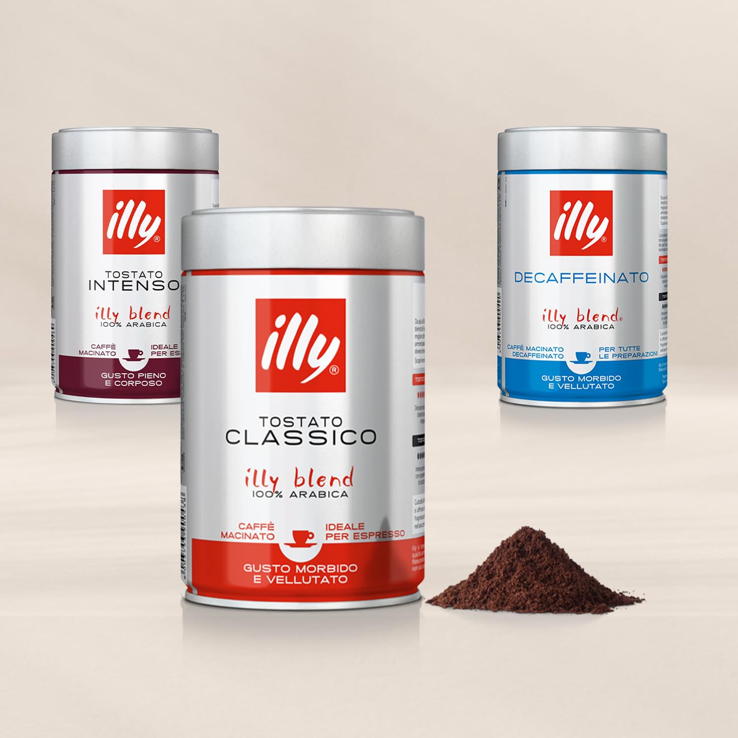 illy Ground Coffee Espresso - 100% Arabica Coffee Ground – Classico Decaf Roast - Notes of Caramel, Toasted Bread & Chocolate - Rich Aromatic Profile - No Preservatives – 8.8 Ounce