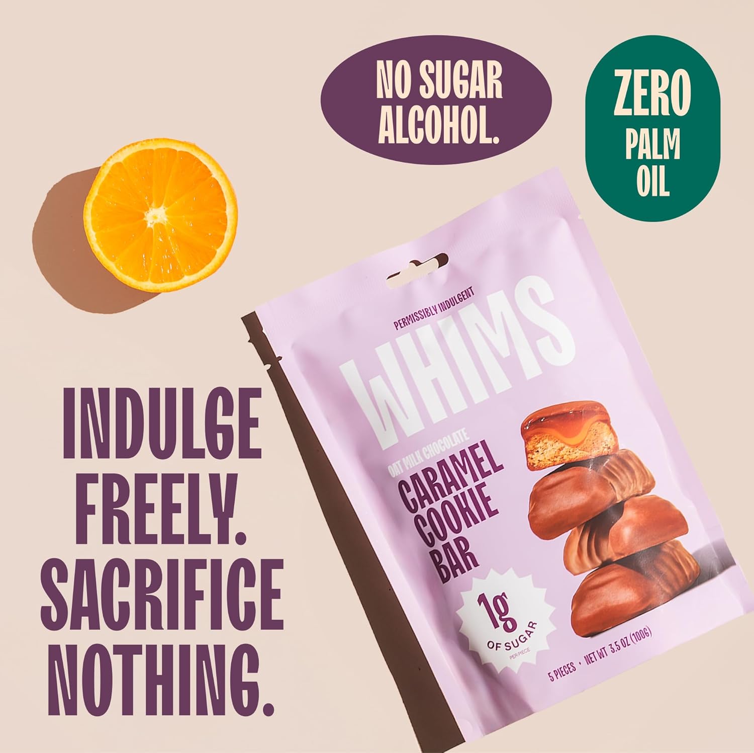Whims Oat Milk Chocolate Caramel Cookie Bar – Clean Ingredients, Naturally Sweetened with Monk Fruit, No Sugar Alcohols – 1 Bag