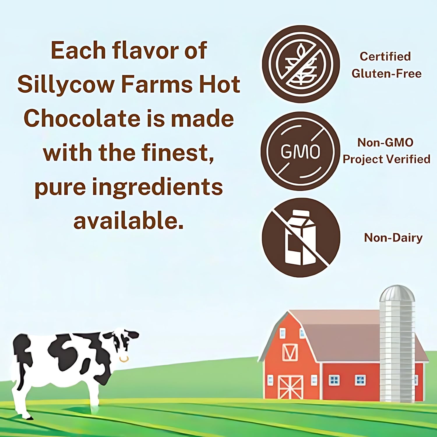 Sillycow Farms Hot Chocolate Mix Truffle Flavor | Vegan, Nut Free Certified Quality Cocoa Powder | Gluten-Free, Non-GMO & Dairy-Free | Reusable Packaging | 16.9 Oz Reusable Glass Bottle - Pack of 1