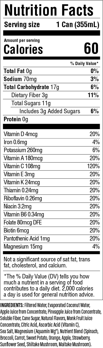 GREATER THAN Hydration for Her - Nutrient Enhanced Coconut Water Electrolyte Beverage with Real Fruit, Plant-Based Vitamins & Fiber, Clean Functional Hydration, Pineapple Coconut, 12 oz (12 Pack)