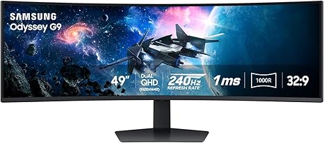 Samsung 49” Odyssey G9 Series DQHD 1000R Curved Gaming Monitor, 1ms(GtG), VESA DisplayHDR 1000, 240Hz, AMD FreeSync Premium Pro, Height Adjustable Stand, Ultrawide Screen, LS49CG954ENXZA, 2024 | 240Hz