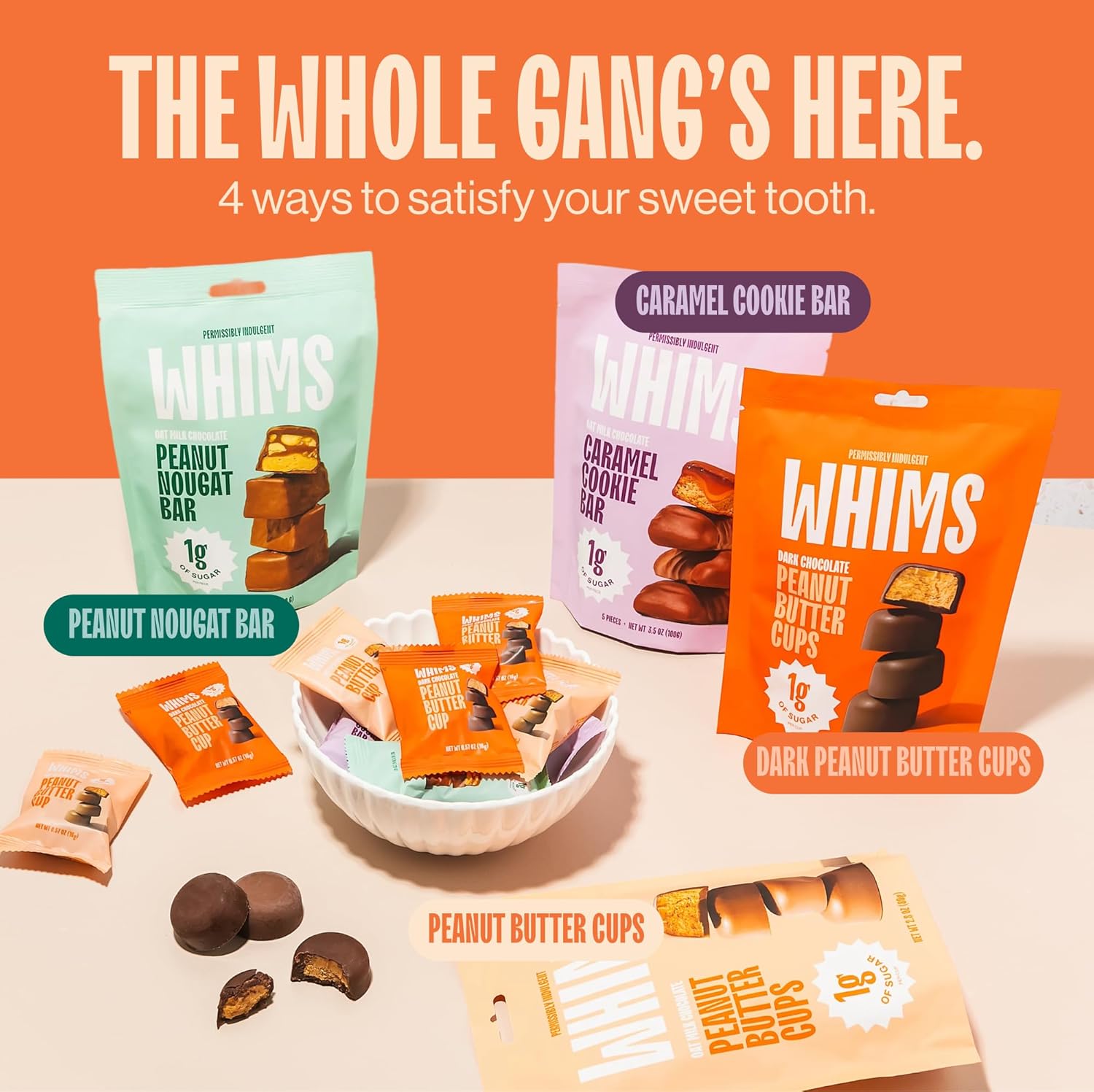 Whims Oat Milk Chocolate Caramel Cookie Bar – Clean Ingredients, Naturally Sweetened with Monk Fruit, No Sugar Alcohols – 1 Bag