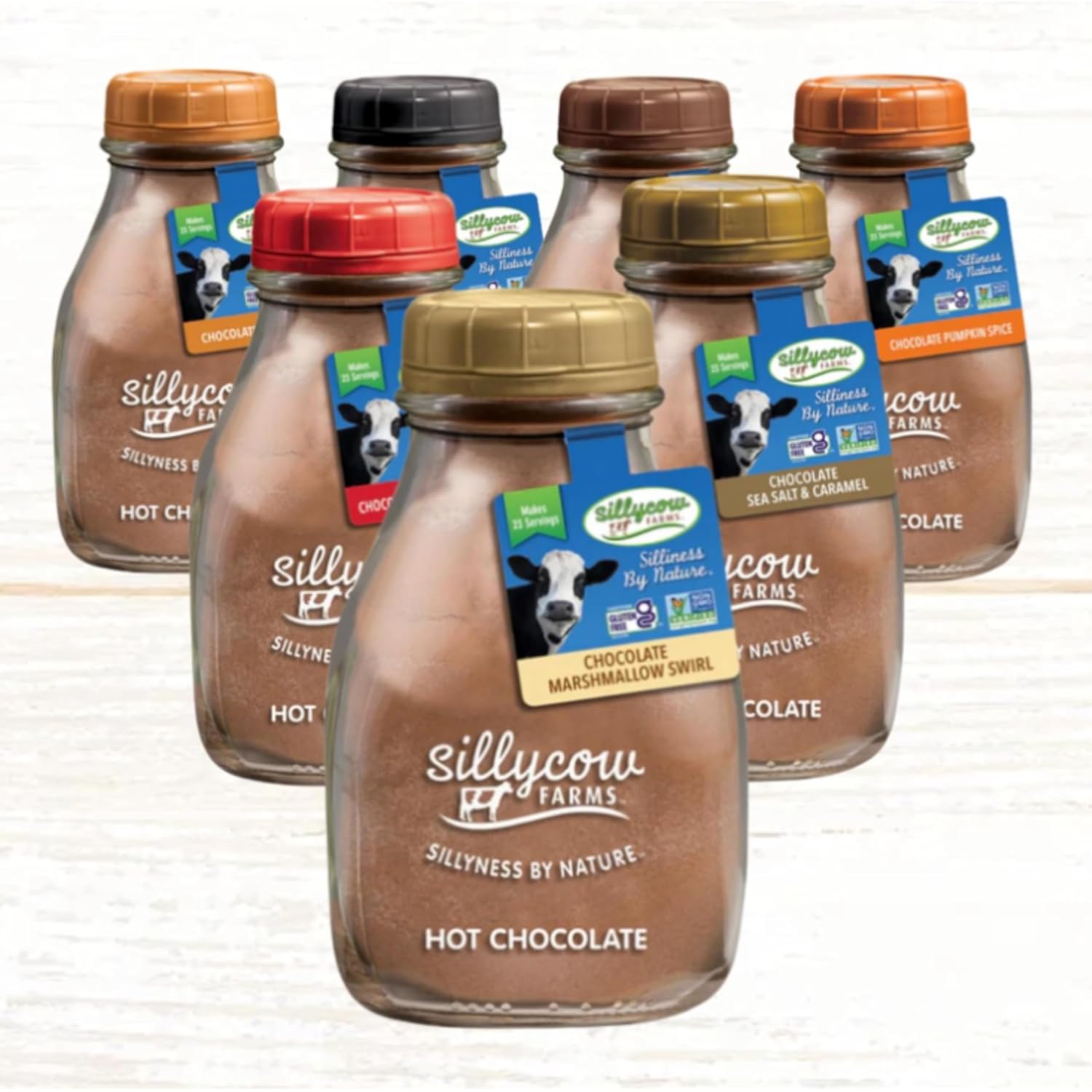 Sillycow Farms Hot Chocolate Mix Truffle Flavor | Vegan, Nut Free Certified Quality Cocoa Powder | Gluten-Free, Non-GMO & Dairy-Free | Reusable Packaging | 16.9 Oz Reusable Glass Bottle - Pack of 1