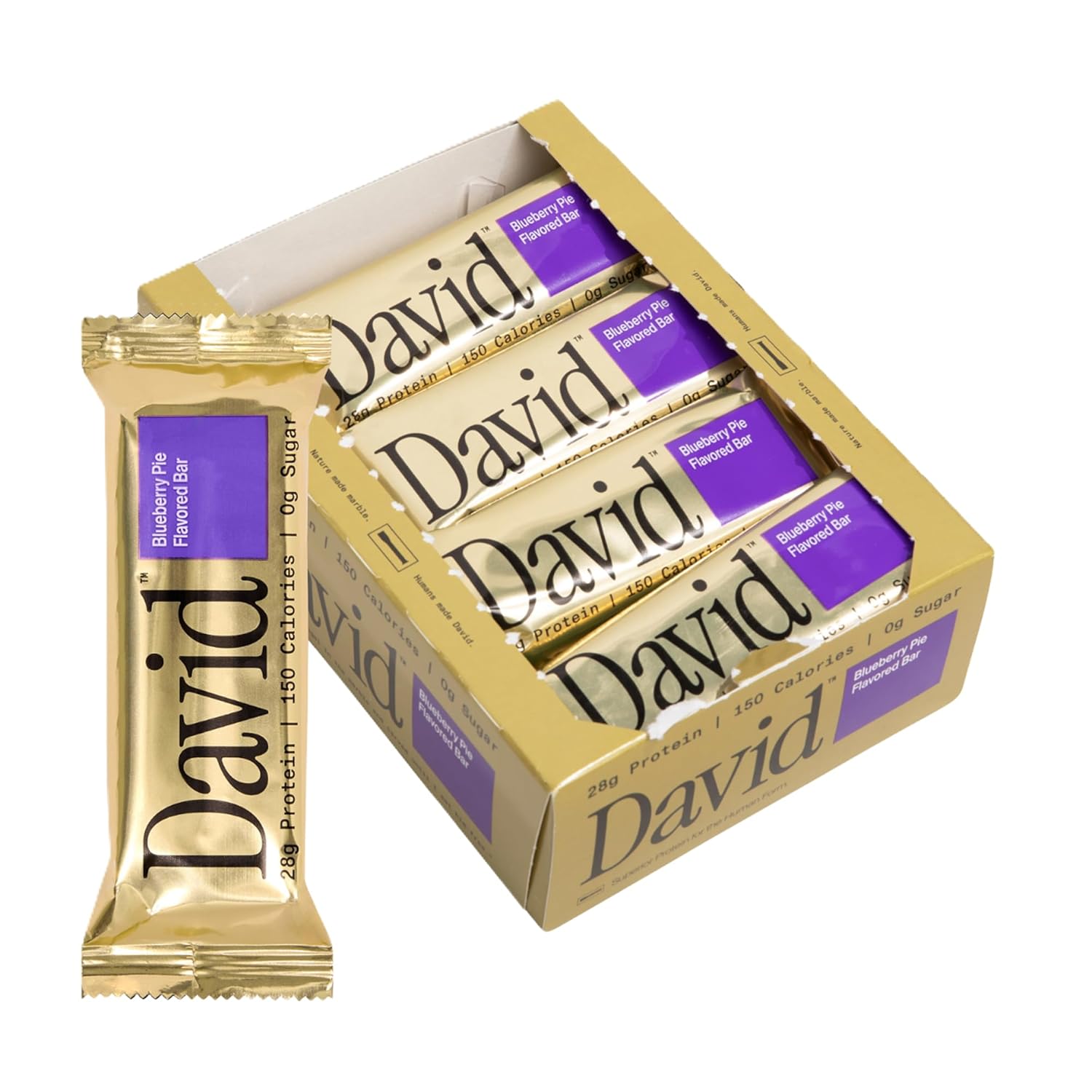 David High Protein Bars Blueberry Pie Flavor, Pack of 12