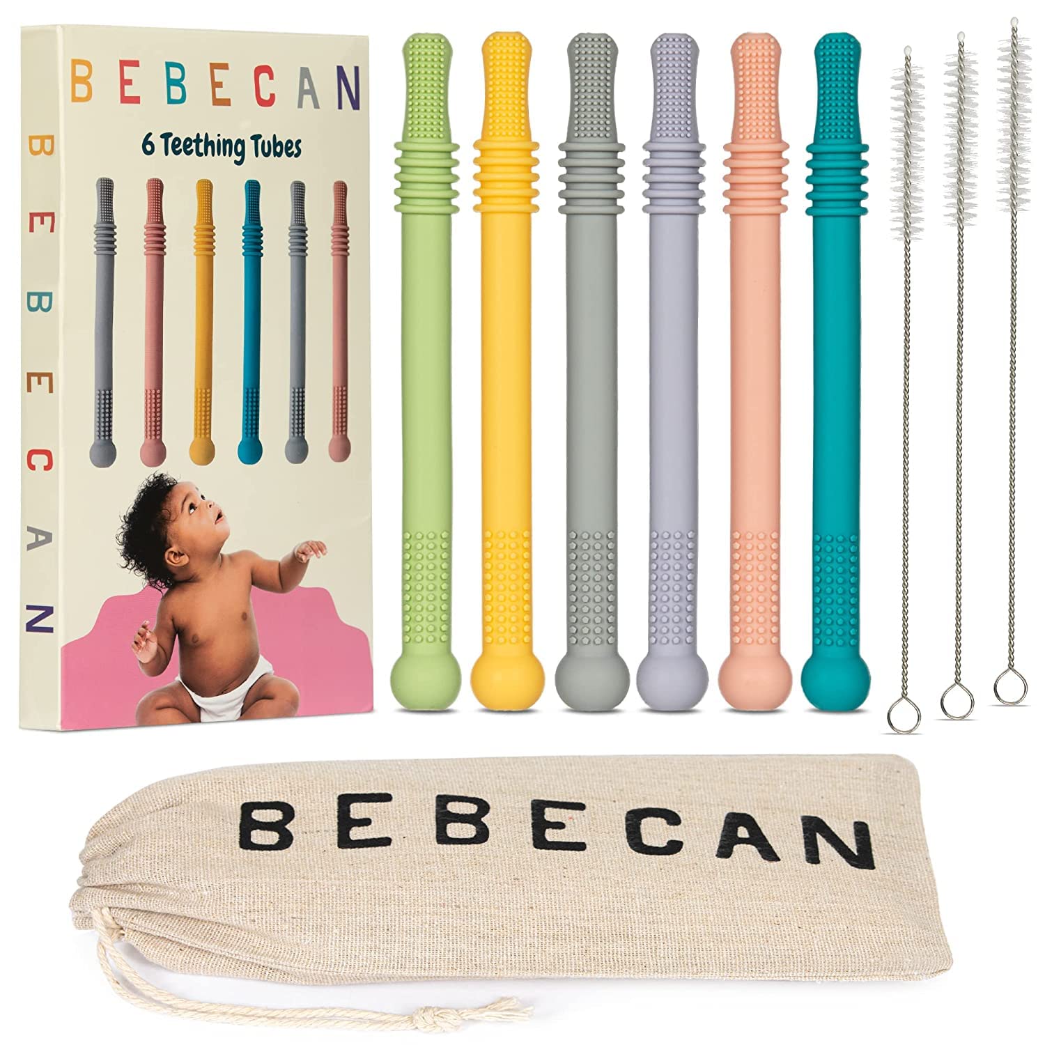 Teething Sticks for Babies 36+ Months – Super Soft Silicone Teething Aids, Infant Oral Soothing Relief Back Molars, Multicolor 6-Pack