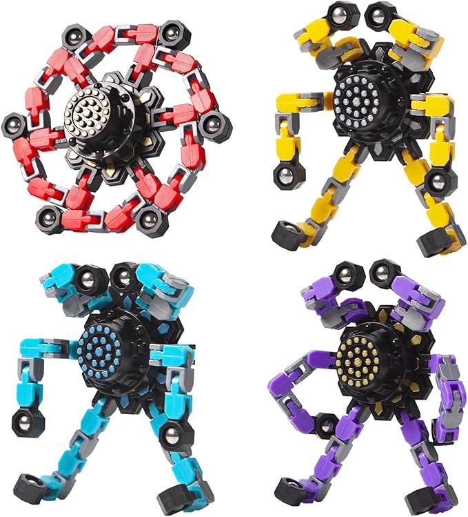 Easter Basket Stuffers,Transformable Fidget Spinners Toys 4 Pcs for Kids and Adults Stress Relief Sensory Toys for Boys and Girls Age 8-13 Fingertip Gyros Easter Party Favors Birthday Gifts for Teens