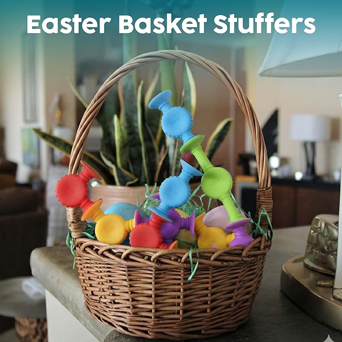 BUNMO Easter Basket Stuffers for Toddler - Bath Toys Suction - Toddler Easter Basket Stuffers - Fine Motor Skills - Stimulating Sensory Toys - Non-Mouthable 3+ - Textured 10pk