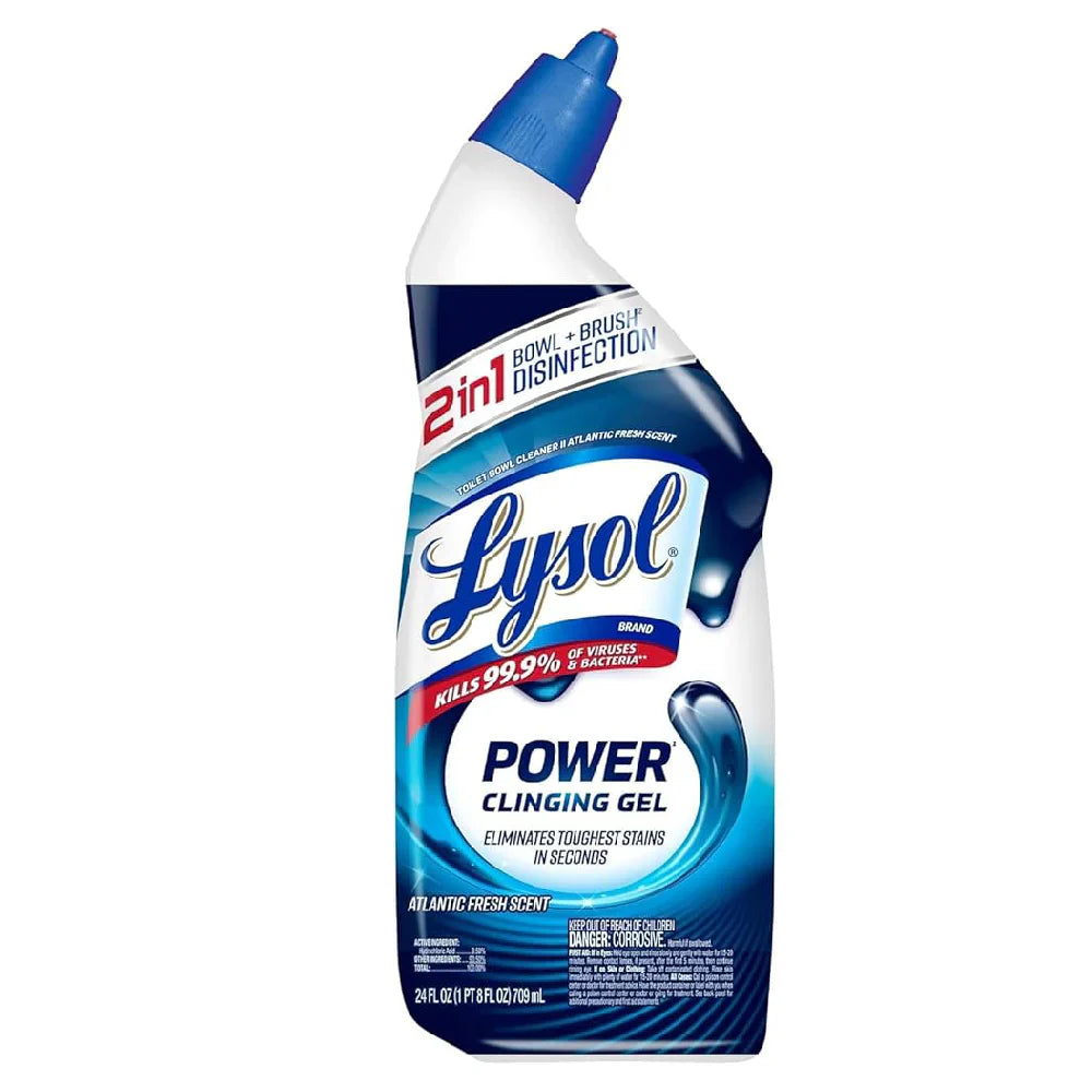 Lysol Toilet Bowl Cleaner, Max Strength Bathroom Cleaning Supplies, Toilet Bowl Cleaner Clinging Gel, Home Essential, Instant Stain Removal, Disinfecting and Deodorizing, Bleach Free, 24 oz (2 ct)