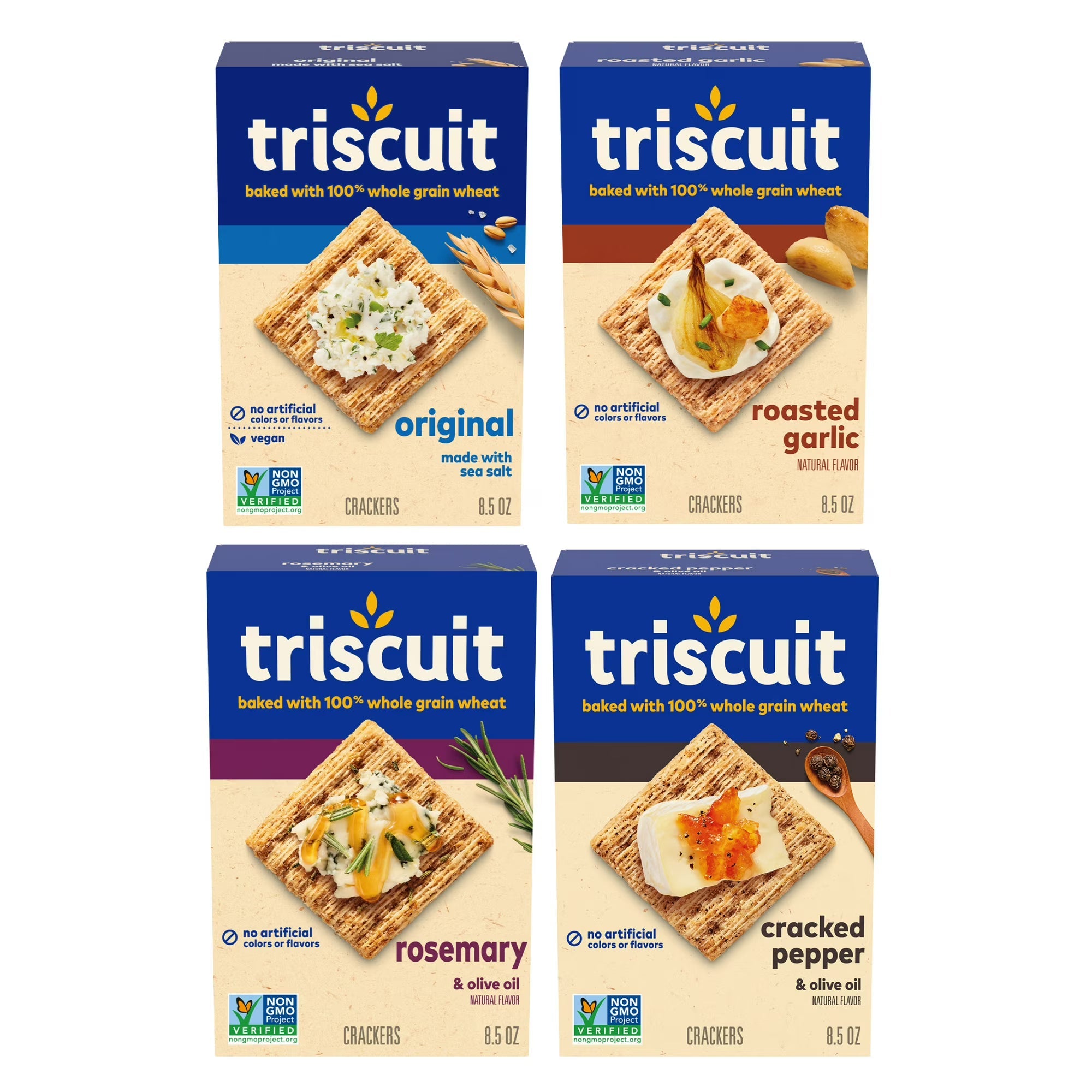 Triscuit Whole Grain Wheat Crackers 4 Flavor Variety Pack, Bulk Snack Crackers, 4 Boxes