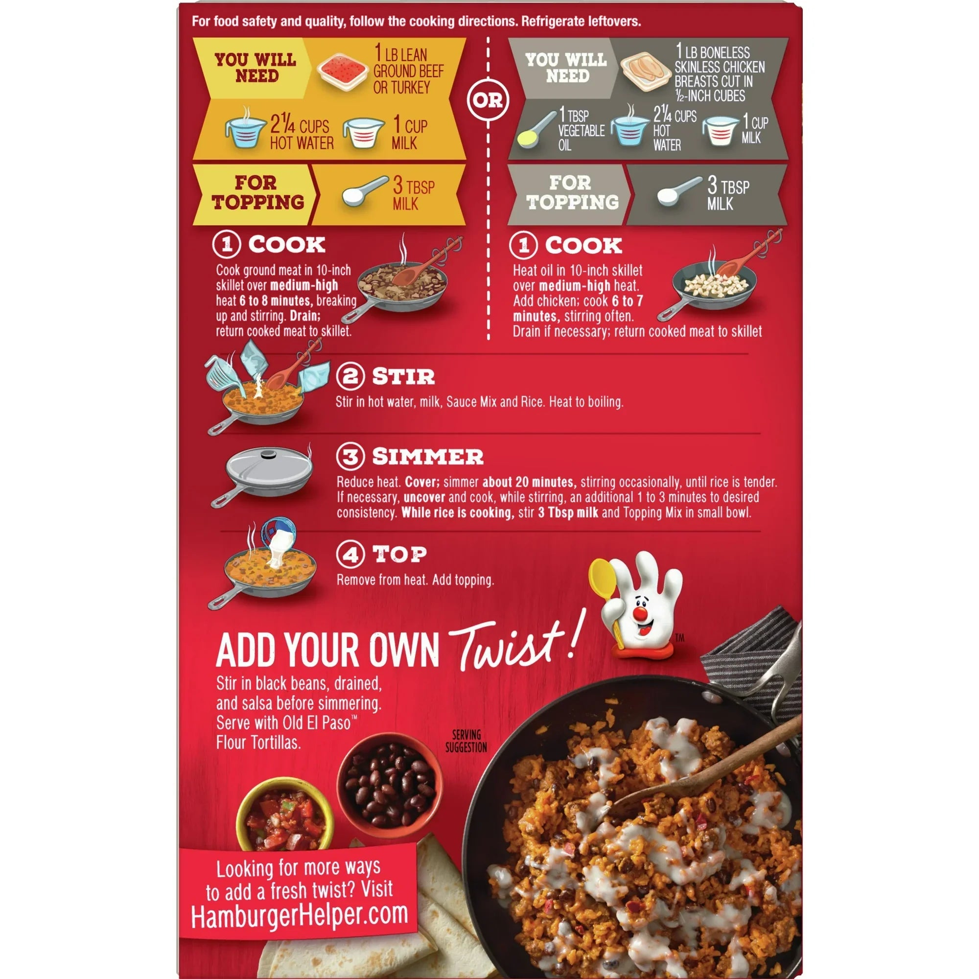 Hamburger Helper, Cheesy Enchilada, 7.5 oz box